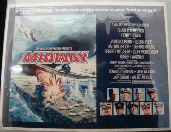 1976 Midway Movie Lobby Poster: 1976 Midway Movie Lobby Poster; measures approx 26-1/2" wide and 21" tall; A Walter Mirisch Production; Directed by Jack Smight, Written by Donald S. Sanford; starring Charlton Heston and Henry Fonda