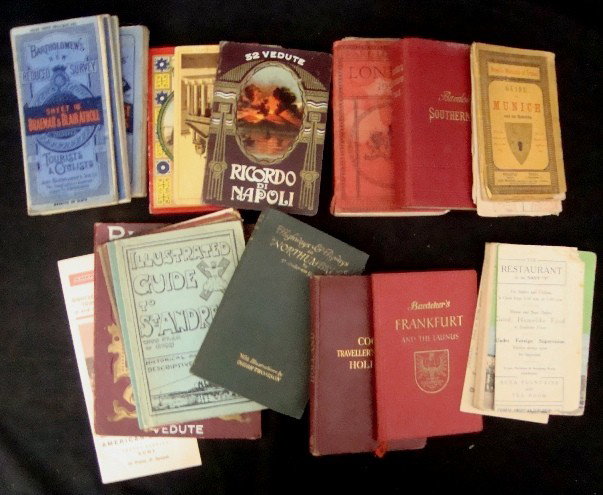 Lot of Early Travel Brochures, Maps and Postcards: Lot of Early Travel Brochures, Guides, Maps and Postcards; includes (28) different pieces from all over the world; includes many Bartholomew's Guides including Tourists & Cyclists, Edinburgh District,