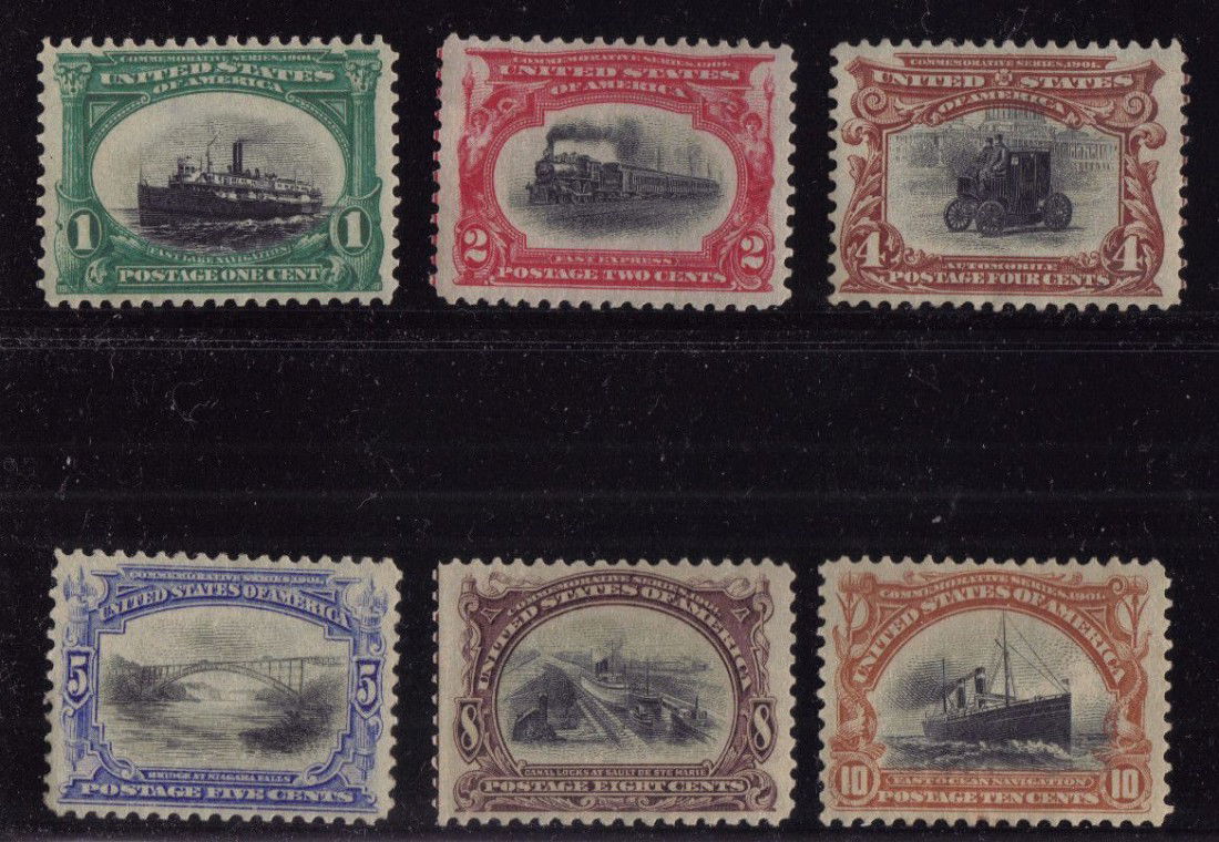 U.S.Scott 294-299 Pan American Set SCV.$397: Nice appearing set, Scott 294-299, Unused with mostly F-VF centering, all have original gum with hinge marks to varying degrees. Scott 296 is faulty. 2012 SCV.$397