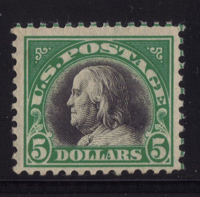 U.S.Scott 524 F-VF OG NH $5 Franklin: Post office fresh $5 Franklin, Scott 524, Unused with F-VF centering, full never hinged original gum. 2012 SCV.$350