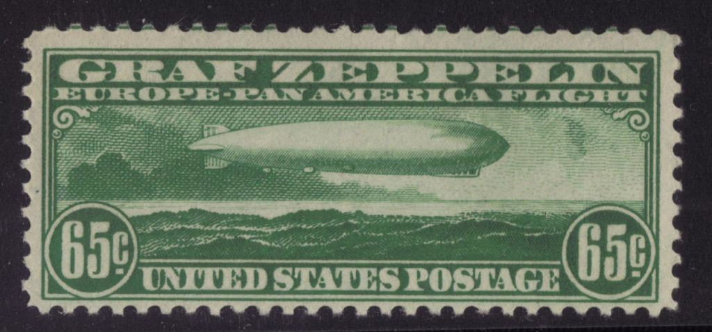 U.S.Scott C13 F-VF OG LH Graf Zeppelin SCV.$180: Nice low value Zeppelin issue, Scott C13, Unused with F-VF centering, very lightly hinged original gum. 2012 SCV.$180