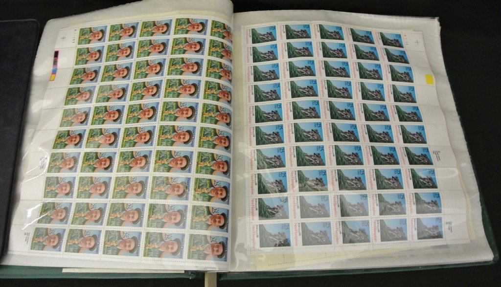 United States Mint Sheet Collection Face $255+: Post office fresh lot of mostly complete mint never hinged sheets plus a few coil strips and an express mail plate block. Sheets range from 15 cent to 45 cent denominations. All are housed in a White 