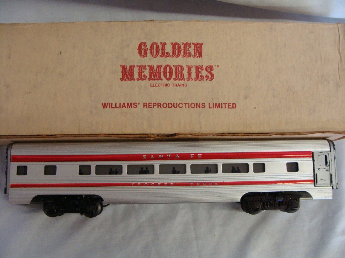 Williams Reproduction Santa Fe Crooked Creek Pullm: O Scale some paint loss on ends, with box, overall very nice car