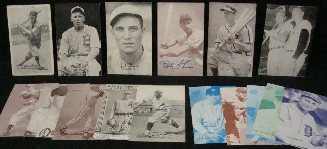 1920-40's Exhibit Card Lot, Aaron, Musial: Lot of (10) 1920-40's Exhibit Cards; overall condition is VG-EX to EX with some variation; includes 1921 Exhibit #43 Edgar S. Rice; 1922 Exhibits #46 Geo O'Neil and #61 Jack Smith (picture is Jimmy Sm