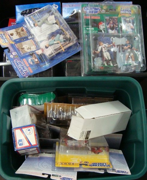 Starting Line Up Lot of (25+), Various Sports: Lot of (25+) Startling Line Ups; includes Pro Football HOF Legends Joe Namath and Johnny Unitas, Starting Line Up Roger Maris and Babe Ruth, many other baseball & hockey; also includes a few bobblehea