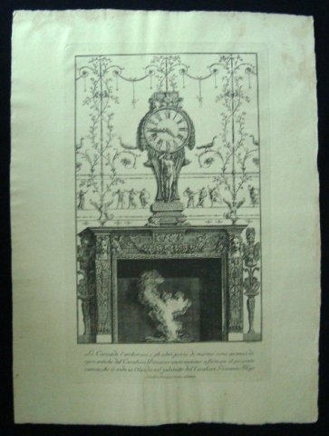 16th Century Architectural Plate by Piranesi: 16th Century Architectural Plate of Fireplace and Mantle by Piranesi. This folio size plate is probably from one of Piranesi’s architectural plan books and is probably circa 1650-1675. It measures 1