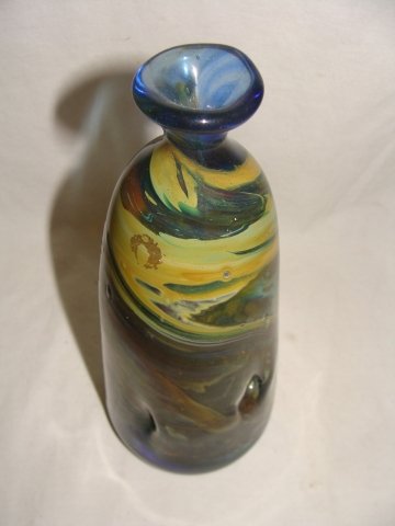 Blown Glass Ojibwa Vase by Michael Robinson: 8 1/2" tall, made in the 1980's, the artist was injured and no longer is able to blow glass