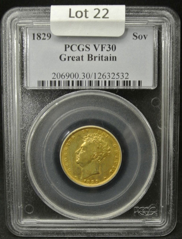 1829 Great Britain Sovereign Gold Coin PCGS VF30: Encapsulated Coin graded VF30 by PCGS