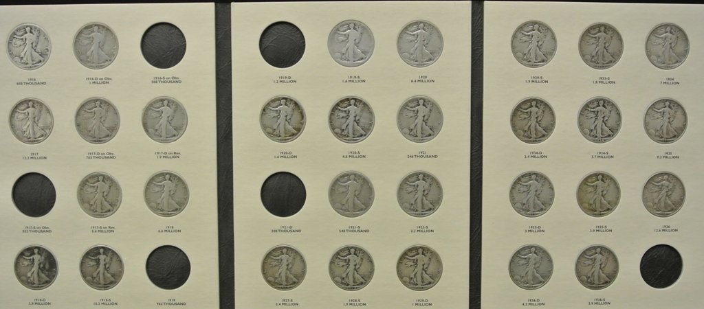 Partial Liberty Walking Half Dollat 1916-1936 Lot: Useful near set of Walkers with only dates missing for completion incl. 1916S, 1917S on Obv., 1919,1919D and 1921D. 1921 is present and is G4.