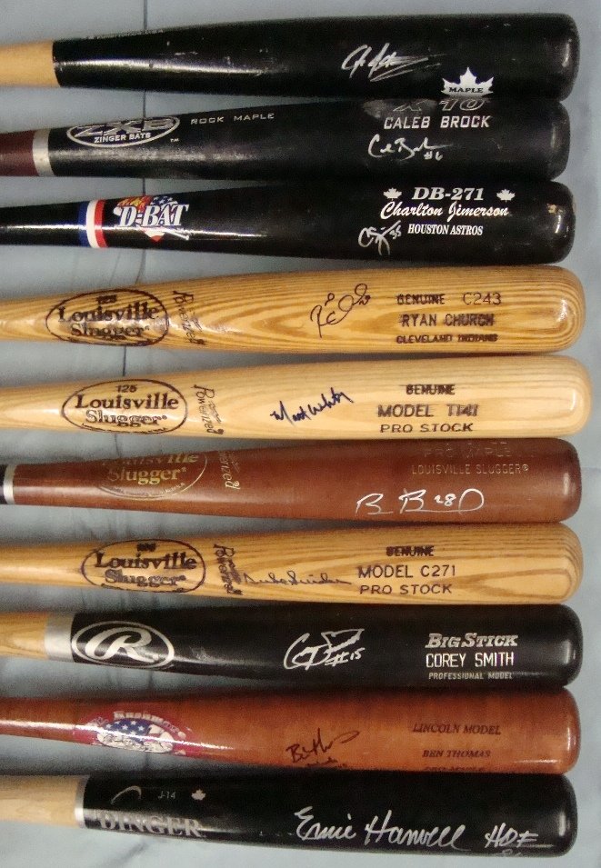 (10) Single Signed Baseball Bats, w Snider, Harwel: Lot of (10) Single Signed Baseball Bats; nice collection of single signed bats with some being game used; all full size signed in sharpie markers; includes Duke Snider Signed Louisville Slugger Model 
