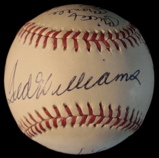 500 Home Run Club Multi-Signed Ball, (11) Mantle, : 500 Home Run Club Multi-Signed Baseball; OAL Bobby Brown Ball signed by (11) 500 Home Run Club members; signatures include Ted Williams (on the sweet spot), Frank Robinson, Eddie Mathews, Harmon Kille
