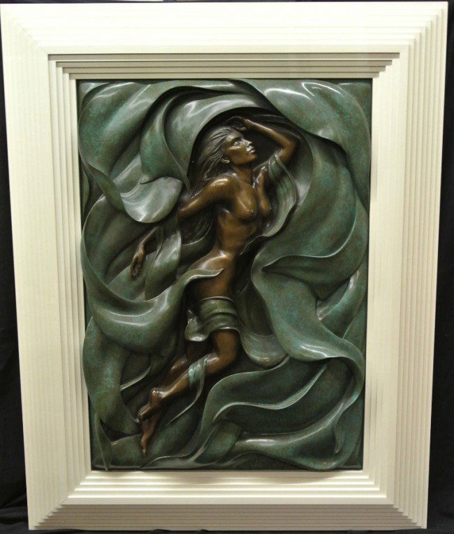 Bill Mack "Mystery" Bonded Bronze: Amazing Bill Mack piece titled "Mystery" 36" x 25 3/8" x 4"" in size. As shown 39x48" Numbered 148. Current Bill Mack Studio price is $50,000.