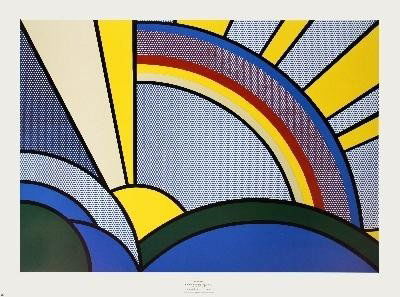 Roy Lichtenstein "Modern Painting of Sun Rays" pos: Modern Painting of Sun Rays" {1967}: Roy Lichtenstein: The Joseph H. Hirschorn Collection; C* 1972: The New York Graphic Society, Ltd. 2' 6 5/16" X 3' 4 15/16 ". This is a very rare print from Roy Lic