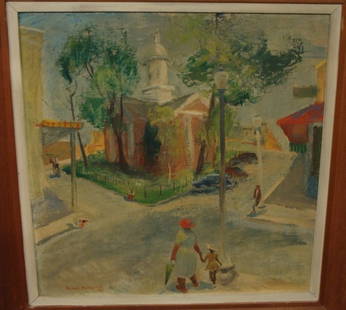 1948 Mildred Nungester Wolfe Watercolor on Board M: 20" x 20" board, signed lower left