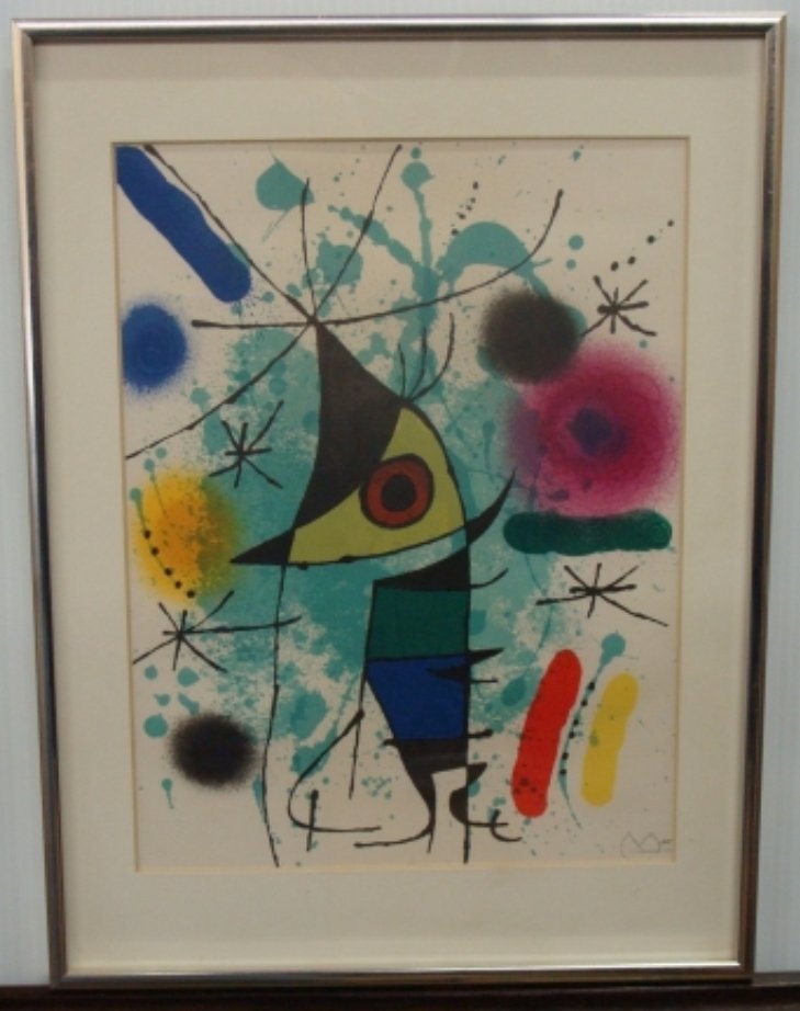 Original Joan Miro Signed Lithograph: is 9 x 12 signed in silver pen lower right, Titled "Space" ?