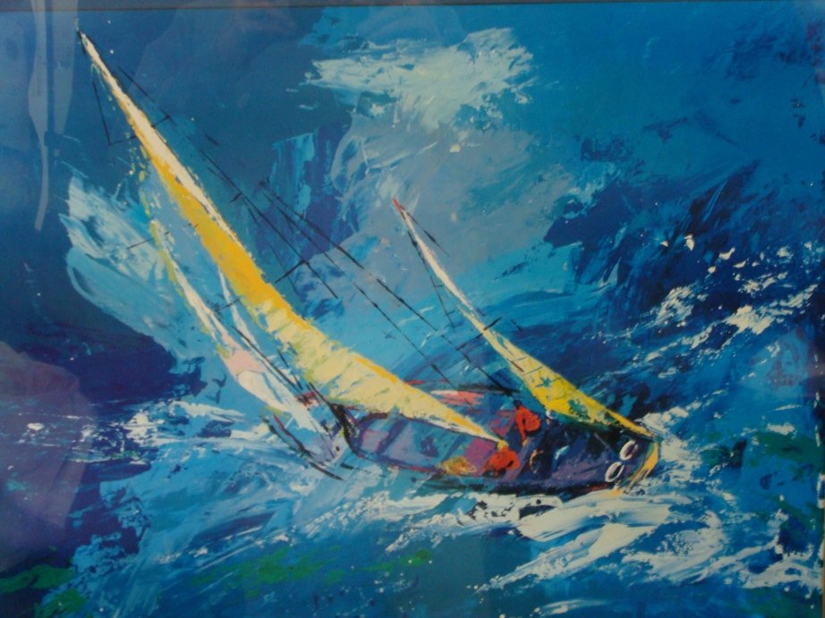 LEROY NEIMAN SIGNED FULL SAIL: LEROY NEIMAN SIGNED FULL SAIL , IMAGE IS 24.5 X 19.75, FRAME IS 33 X 28 HAND SIGNED LL