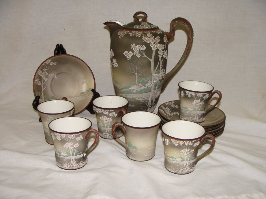 HAND PAINTED NIPPON CHOCOLATE SET: HAND PAINTED NIPPON CHOCOLATE SET