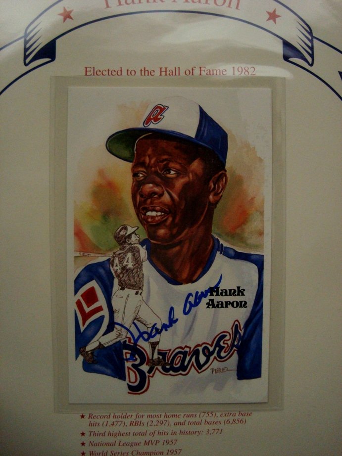 Perez Steele Baseball HOF Greats Signed Postcard L: Lot of (9) Perez Steele Baseball Hall of Fame Greats Signed Postcards; includes Hank Aaron, Rick Ferrell, Harmon Killebrew, Pee Wee Reese, Enos Slaughter, Bobby Doerr, Willie Stargell, Johnny Bench an