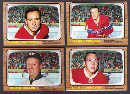 1966 Topps USA Test Hockey Card Lot (36): Lot of (36) 1966 Topps USA Test Hockey Cards; overall condition is EX to NM with some variation; includes some useful duplicates; group includes #7 Robert Rousseau, #9 Claude Provost, (2) #11 George I