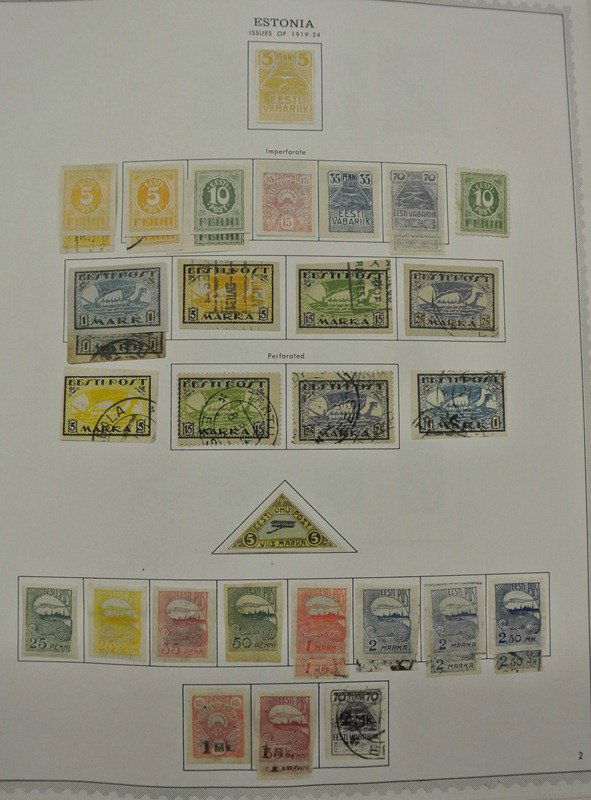 Estonia Stamp Unused Used Stamp Collection on Mink: Excellent collection of a few hundred stamps, unused and used (and in some cases dual with minor duplication) on Minkus pages. Very clean collection as this was assembled by a very quality conscious c