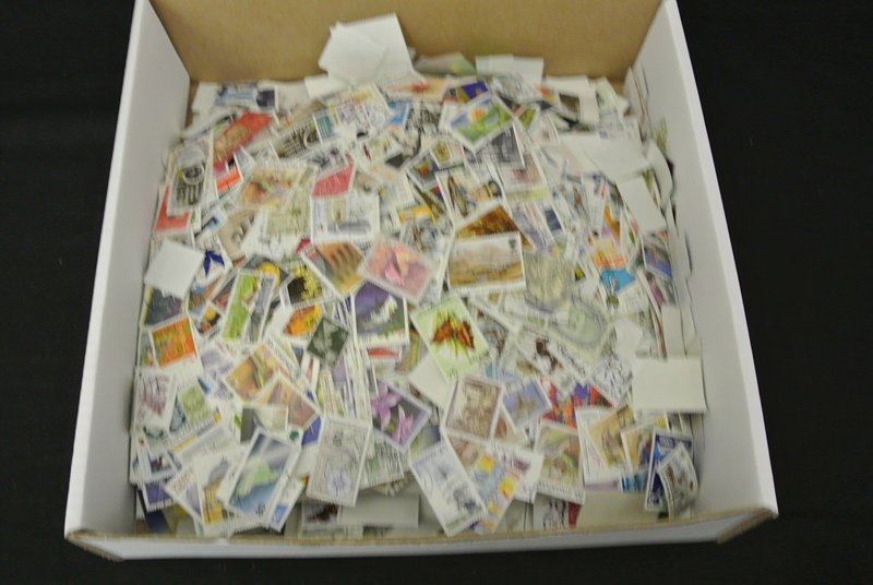 Worldwide Mixture Off Paper Lot 8+ Pounds!!!: Tens of thousands of stamps, all neatly soaked off paper and stored flat in small cigar boxes. Over 8 pounds of one of the cleanest, best mixtures we have ever witnessed. Nearly all are commemorative 