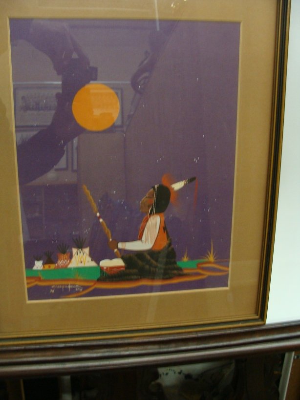 Original Tempera Painting of Medicine Men by Mirac Cree: Original Tempera Painting of Medicine Men by Kiowa Artist Mirac Creepingbear (1947-1990). Value $500-$750