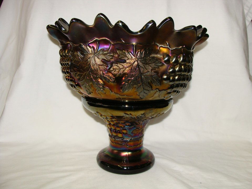 Grape & Cable Punch Bowl & Pedestal Northwood Carnival