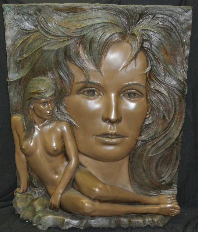 Bill Mack "Visions" Bonded Bronze LE 89/95: Amazing Bill Mack piece titled "Visions" 47 3/4" x 39" x 13 1/2" in size. Numbered 89 out of an edition of 95. Current Bill Mack Studio price is $50,000.