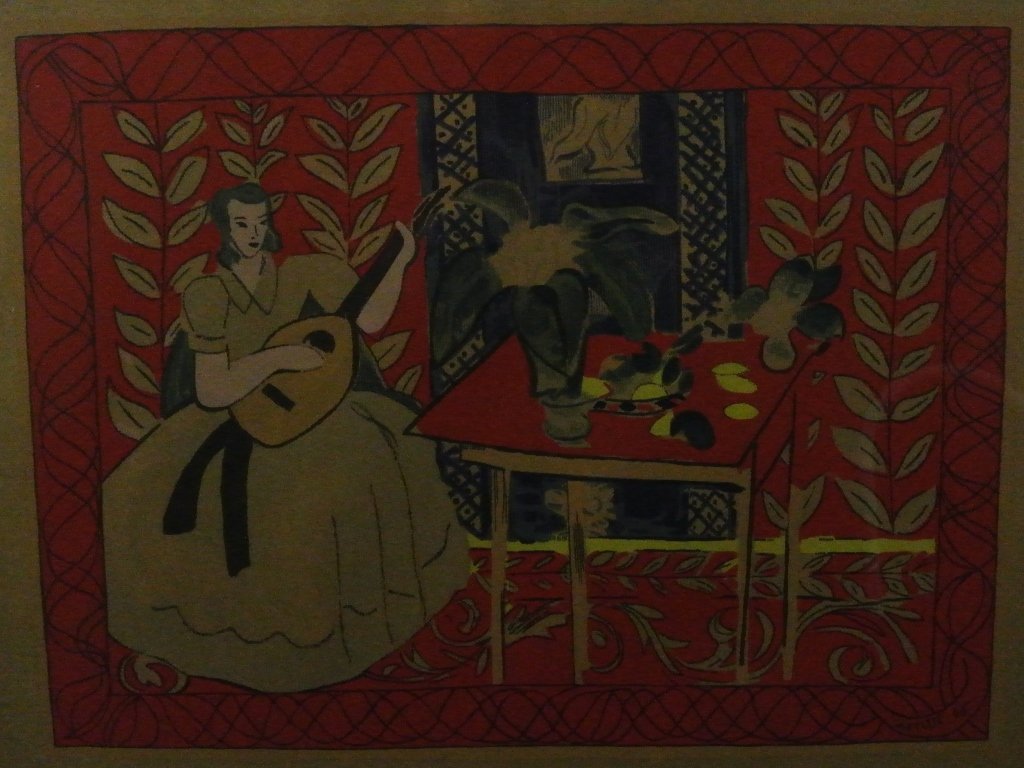 Henri Matisse 1869-1954 Print on Parchment: Printed Matisse 49 in lower right, print size is 16x20" on brown parchment. Excellent condition in period frame. Est.$200-400