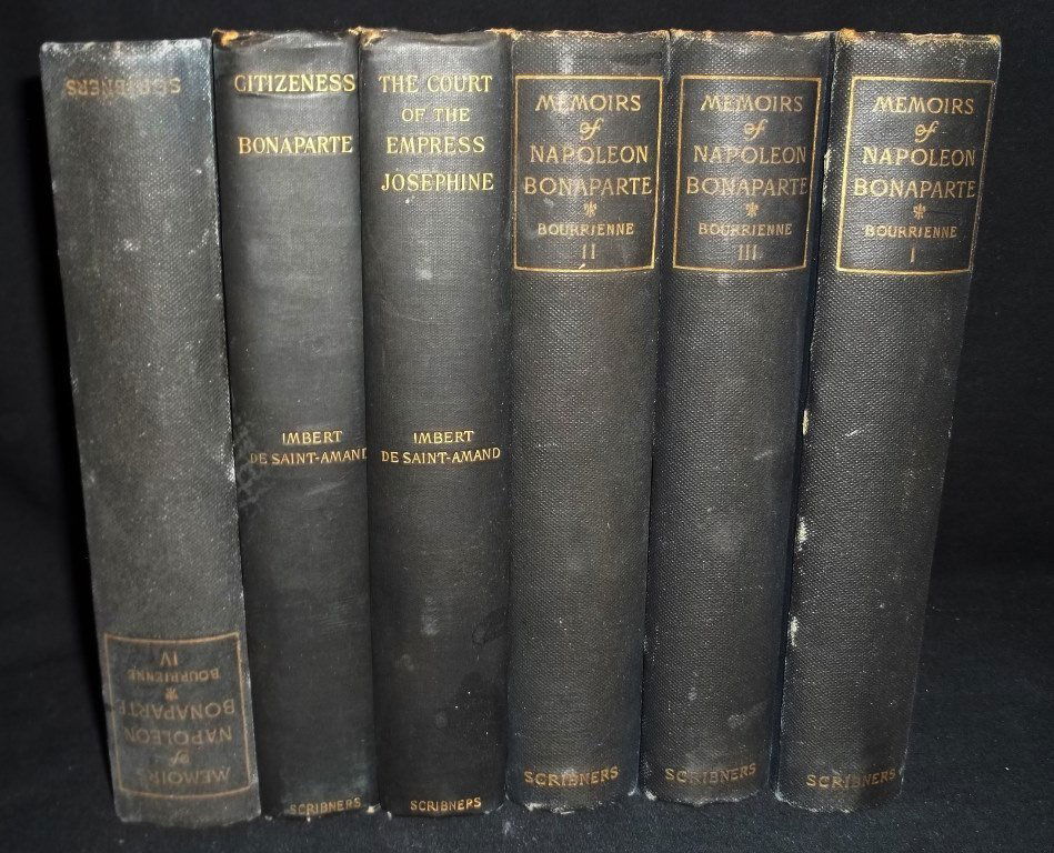 Memoirs of Napoleon Bonaparte” by Louis De Bourrienne: Memoirs of Napoleon Bonaparte by Louis De Bourrienne, Charles Scribner’s Sons, 1892, 4Volume Set + 2 Books about Josephine. These hardbound books are in very good condition. The 2 books about Joseph