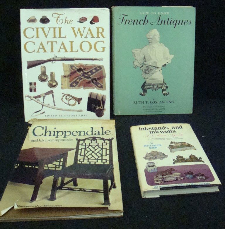 4 Hardbound Books about Antiques: 4 Hardbound Books about Antiques, all in Dust Jackets. Titles include: “How to Know French Antiques” by Costantino, “The China Trade, Export Paintings, Furniture, Silver and Other Objects” by