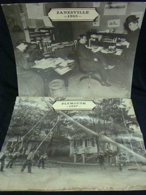 Telephone Posters Zanesville OH 1905, Plymouth 1897: roughly 30"x24" zanesville poster has rip on left hand side, Plymouth poster has heavy water damage