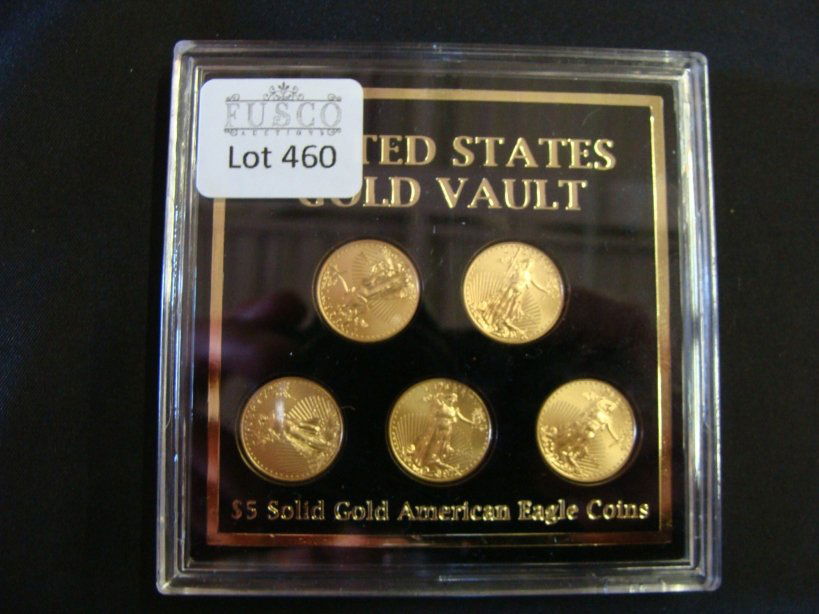 Set Five(5) 5 Solid Gold 2011 American Eagle Coins Uni