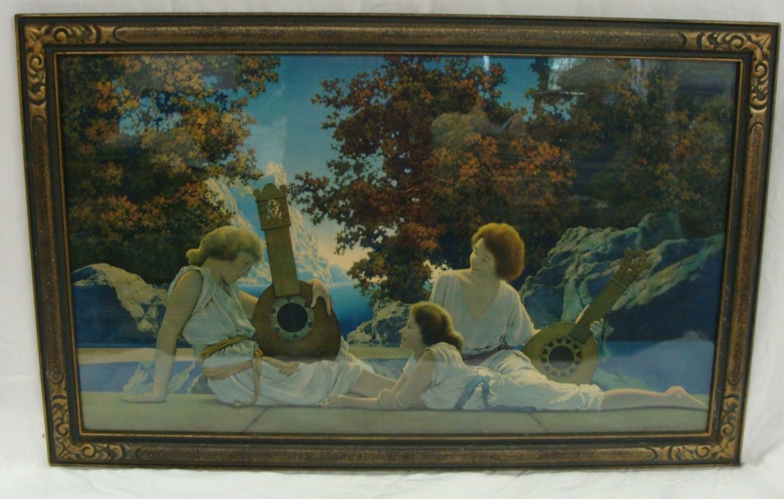 Maxfield Parrish The Lute Players House of Art NY Print: Original Print, 18 x 30 Framed