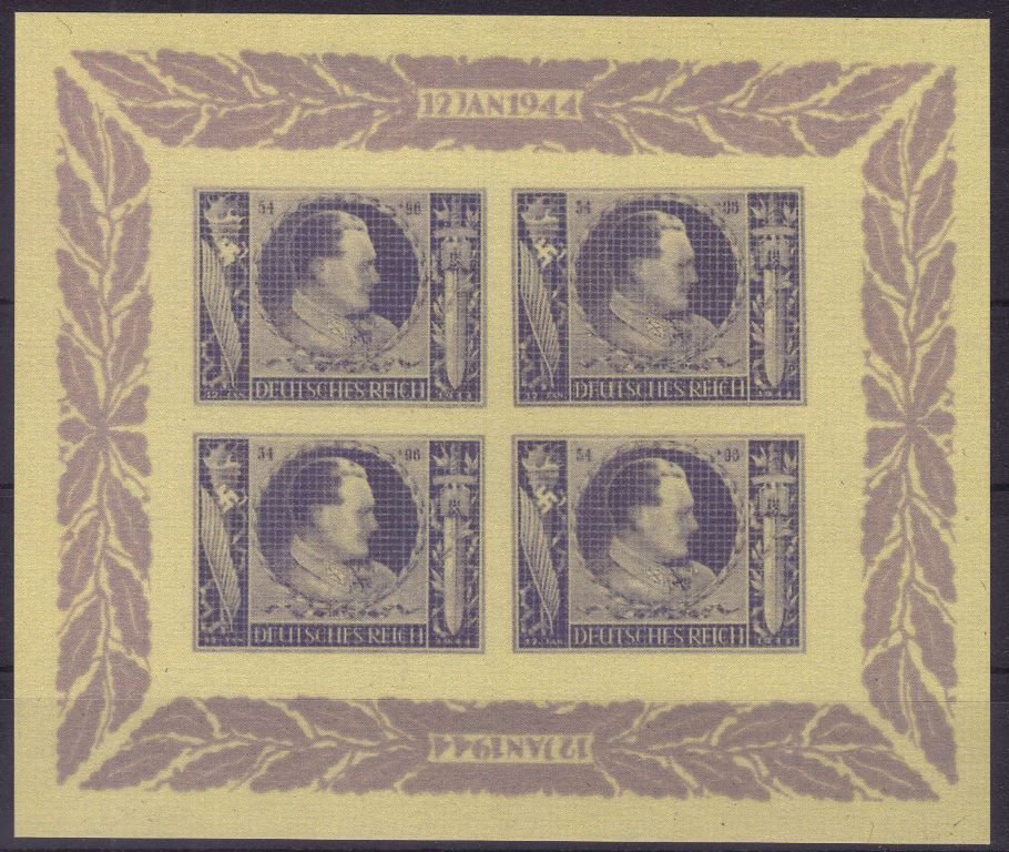 1944 Herman Goering Progandda Sheet of 4: Göring imprisoned label was apparently produced privately for profit. Some individual who knew of the British propaganda stamps showing Heinrich Himmler and Hans Frank apparently thought that he coul