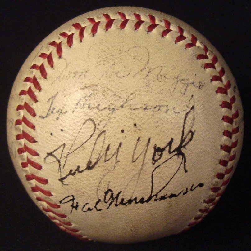 Early Boston Red Sox Multi-Signed Baseball, Williams: Early Boston Red Sox Multi-Signed Baseball; includes (18) signatures from various early Red Sox team members, including a few signatures from other teams; key Sox signatures include Dom DiMaggio, Ted 
