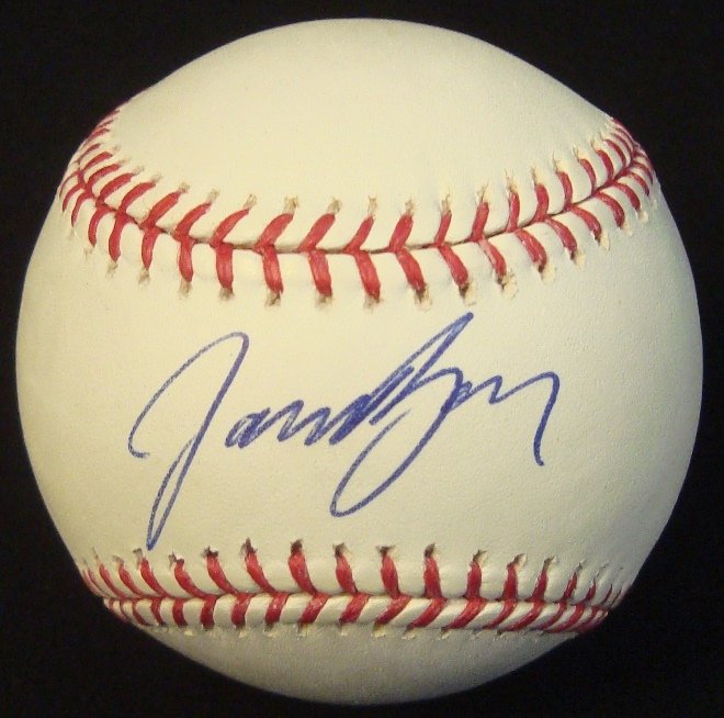 Jason Bay Single Signed MLB Baseball, JSA: Jason Bay Single Signed MLB Baseball; Official MLB Bud Selig ball signed by 3x All Star, Jason Bay, on the sweet spot in blue ballpoint pen; strong signature that presents well; comes with a JSA Basic