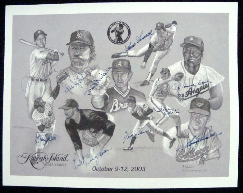 2003 American Express Baseball Heroes Golf Classic: 2003 American Express Baseball Heroes Golf Classic Signed Poster; signed by (10) baseball stars during the tournament October 9-12, 2003 at Kiawah Island Golf Resort; measures approx 18x24 and lithogr