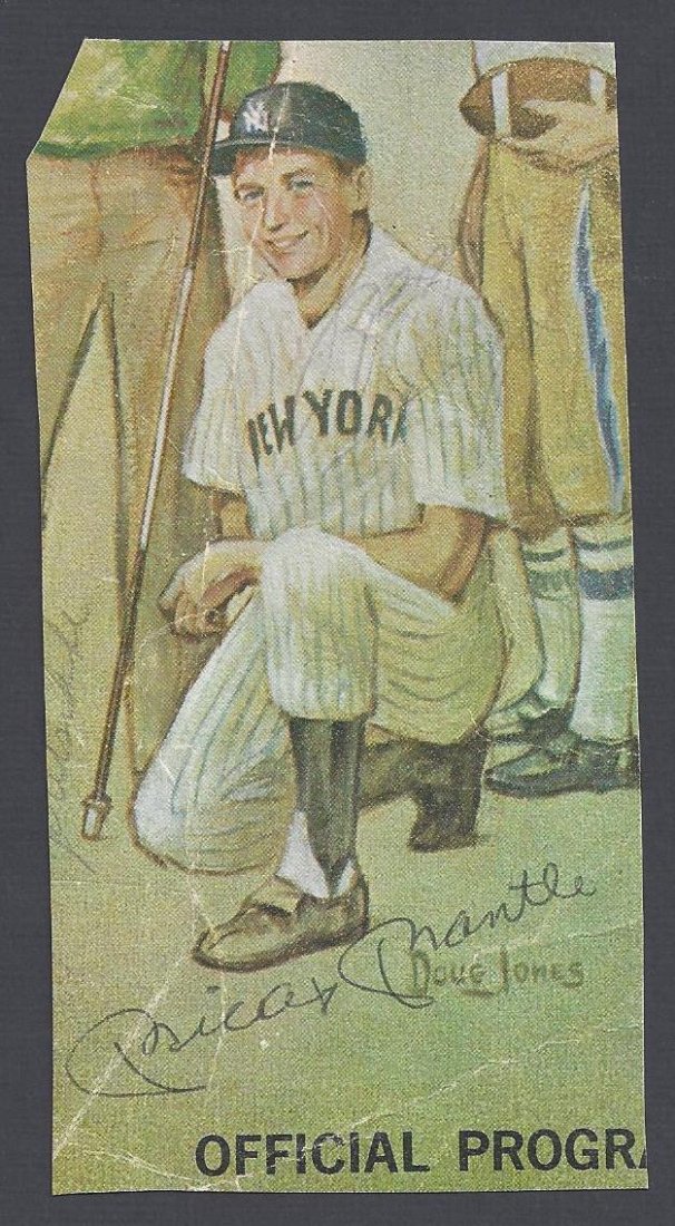Mickey Mantle Magazine Cut Out Signature Cut: Mickey Mantle Magazine Cut Out Signature Cut; very nice early Mantle signature on the cover of 1969 American Airlines Astrojet Golf Classic Program; program corner has been cut out to include only Man