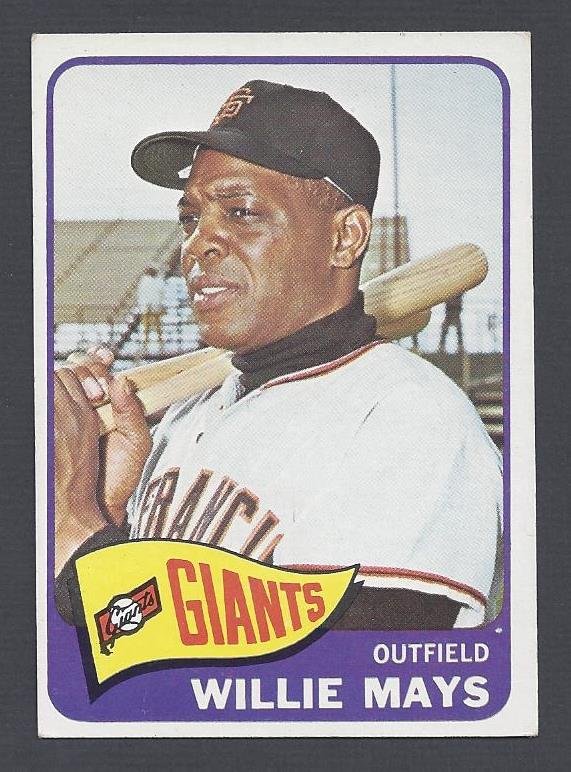 1965 Topps #250 Willie Mays Card: 1965 Topps #250 Willie Mays Card; very nice Mays card with good centering, clarity and sharp corners; clean back side; ready for grading.