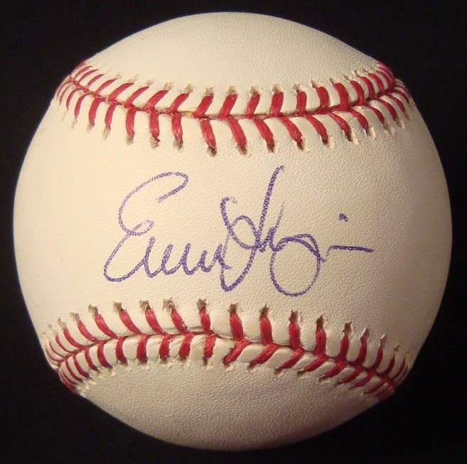 Evan Longoria Single Signed Baseball: Evan Longoria Single Signed Baseball; Official MLB Bud Selig ball signed by Longoria on the sweet spot in blue ballpoint pen; signature and ball are in pristine condition; comes with a JSA Basic Cert