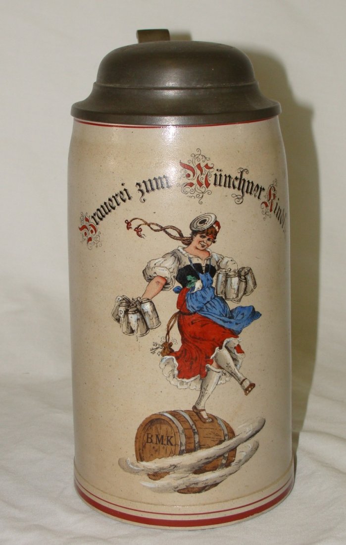 WWII History MKB Schutz Mark Kindl Brau Stein: The paper stating the removal of the stein during the Battle of the Bulge was found at the bottom of this stein. Most of the steins in this auction were from a WWII vet who was in Germany. St Paulie G