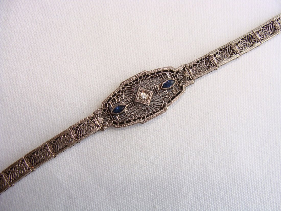 Marcasite Sterling Silver Filigree 7" Link Bracelet: 7" long, clasp works fine, marked sterling, nice intricate design.