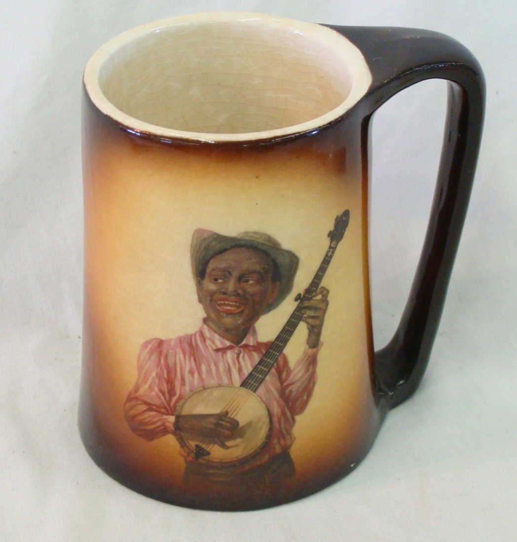 BLACK AMERICANA Warwick Ioga Banjo Portrait Mug: Uniform light crazing throughout, 4 1/2" tall