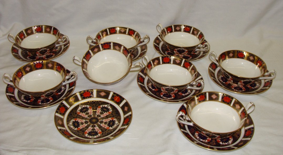 Old Imari 6 Coupe Cereal Bowls Royal Crown Derby 1128,: Old Imari 6 Coupe Cereal Bowls Royal Crown Derby 1128, unused