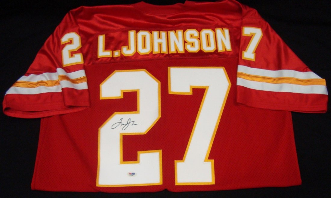 Larry Johnson Autographed Kansas City Chiefs Jersey,: Larry Johnson Autographed Kansas City Chiefs Jersey; XL Chiefs jersey signed by Johnson, considered one of the best three running backs of today's game; signed on the back over the '2' in black sharpi