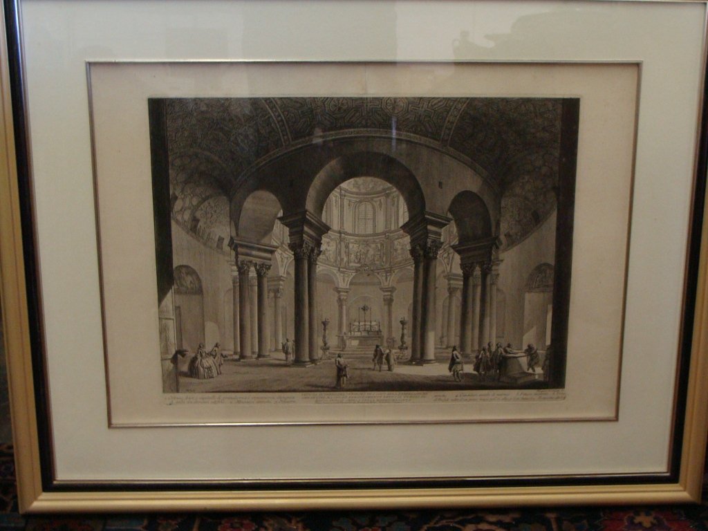 Giovanni Battista Piranesi Rome Etching Basilica of St: 22" x 16 3/4"
