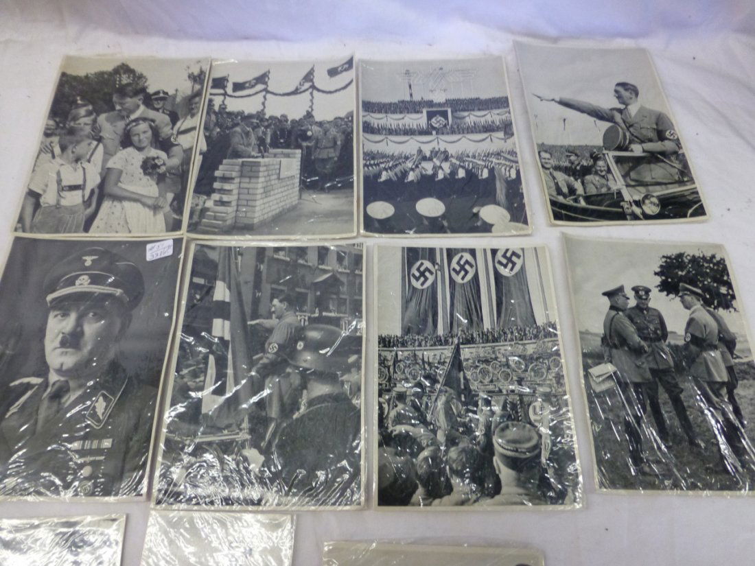 Lot 30+ German Nazi Hitler Photo Cards - Hoffmann: 30 are 4 3/4" x 6 3/4", 3 are 4 3/4" x 3 1/4", all marked on back as pictured, from Heinrich Hoffmann