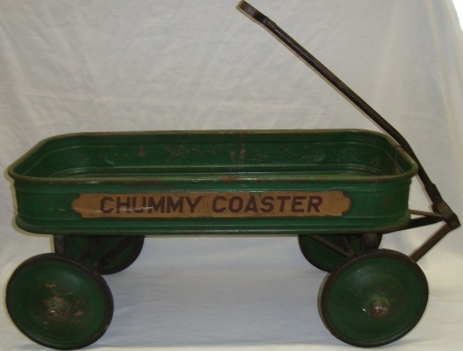 Vintage Chummy Coaster Green Wagon: Vintage Chummy Coaster Green Wagon 40" long x 16" w