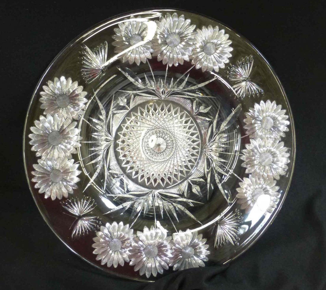 15" American Brilliant PAIRPOINT Cut Glass Daisy